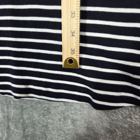 Talbots Dress Small Navy White Stripe Edie Fit Flare Preppy Nautical Pockets - Picture 9 of 9